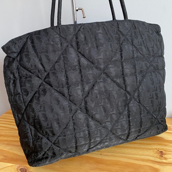 ๐ Christian Dior Quilted Logo Canvas Black Tote Bag - Picture 5 of 17